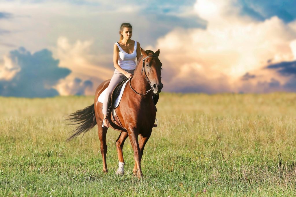 woman, riding, horse